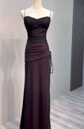 Alluring Mermaid Sweetheart Sleeveless Ruched Burgundy Long Prom Dress